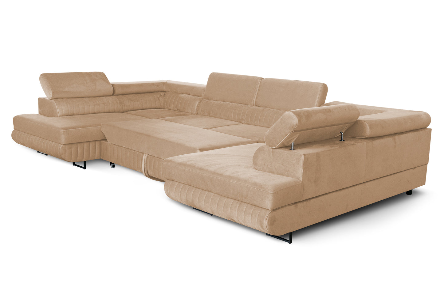 U-Form Schlafsofa Magnum Beige 345x202 cm – Flexibles Design ohne feste Seite