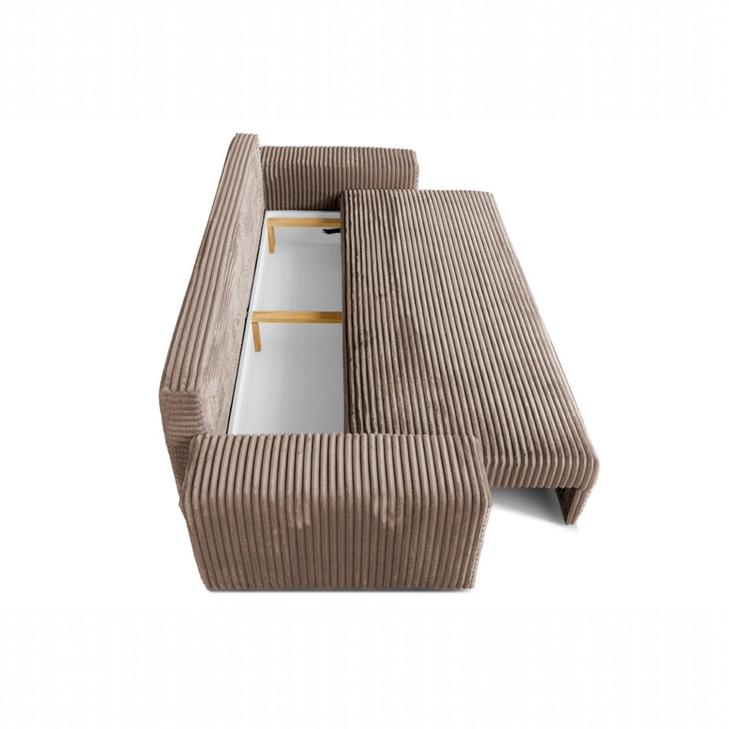 3-Sitzer Schlafsofa 265 × 105 cm mit Bettkasten, Stoff Streichgewebe braun, Cordo