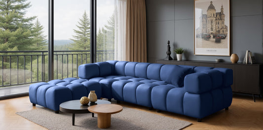 Ecksofa TONDO LC/RC 192x288cm Bluvel 86 Dunkelblau