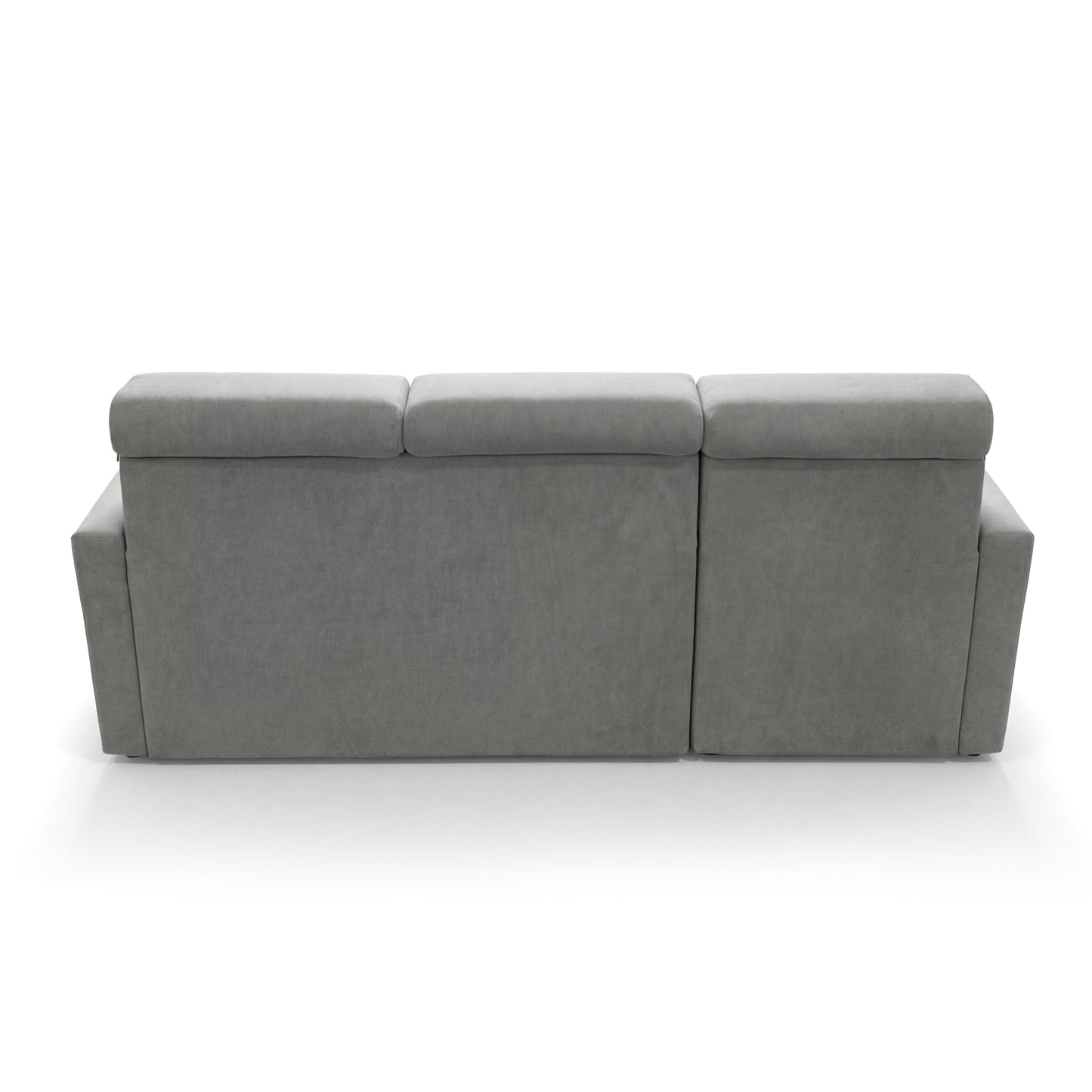 Ecksofa Vega L mit Schlaffunktion & Bettkasten – Samtstoff Best Stahlfarbe – Zero-Wall Design Wandbündig – L-Form Sofa Freistehend