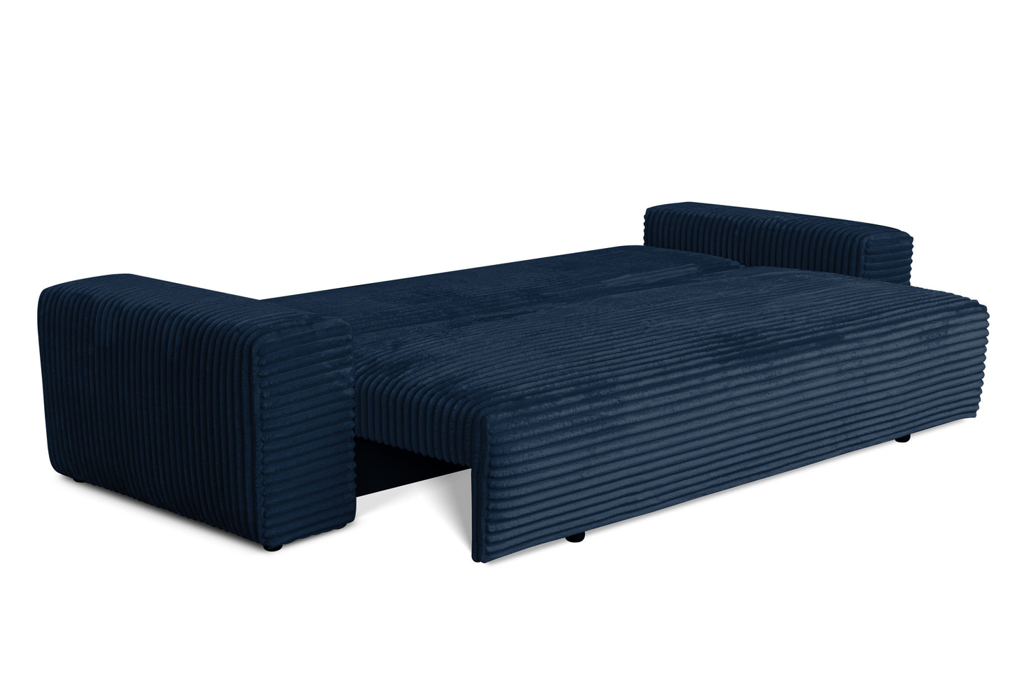 Sofa CORDO von Sofiland - Schlafsofa mit Bettkasten, Cord-Sofa 265x105 cm, Marineblau 77