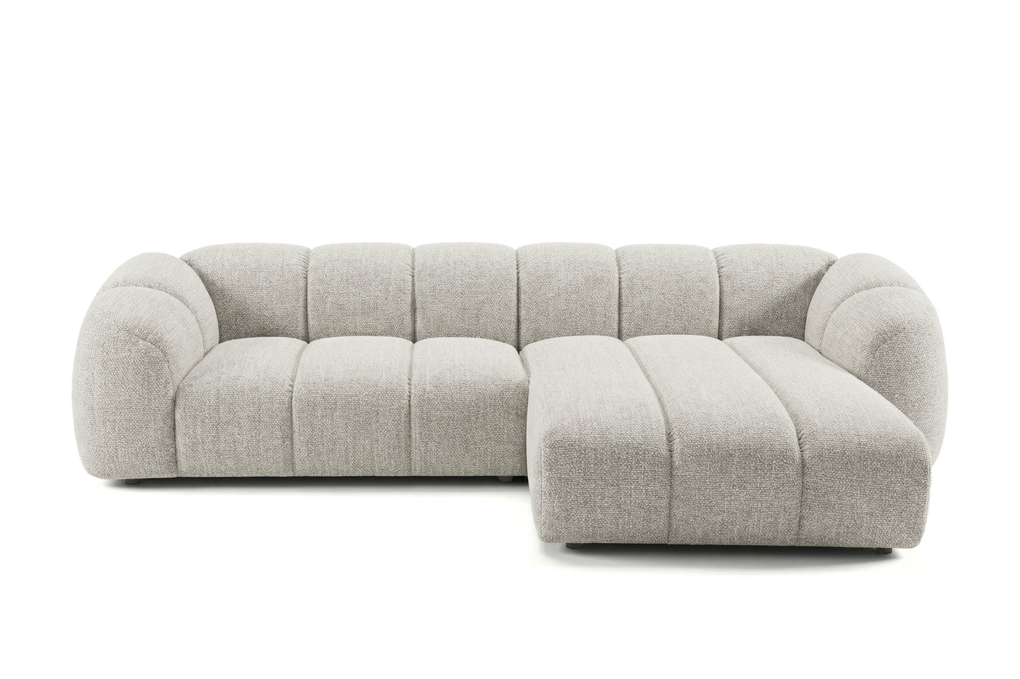 Mali Design Ecksofa 280x150 cm | L-Form Couch in Premium Puente-Strukturstoff |09 Beigegrau Ottoman Rechts