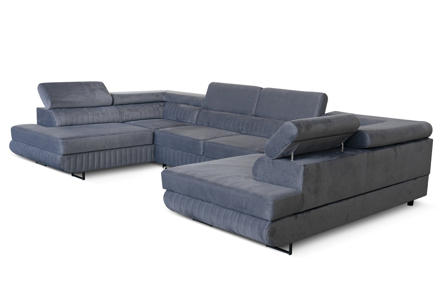 U-Form Schlafsofa Magnum Dunkelgrau  345x202 cm – Flexibles Design ohne feste Seite