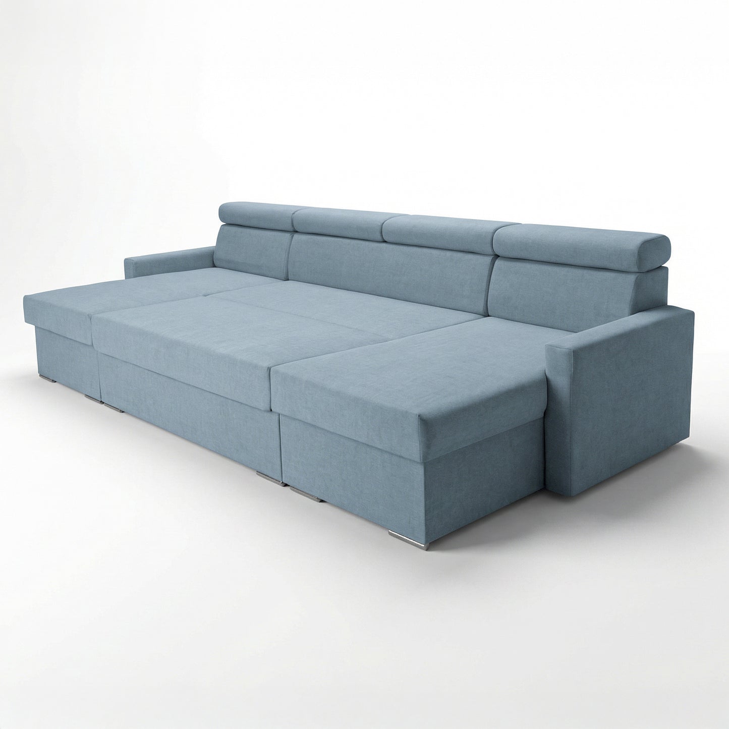 Vega U Wohnlandschaft mit Schlaffunktion und 2 Bettkästen Ecksofa in U-Form Verstellbare Kopfstützen Samtstoff Best 305x151 cm (711)