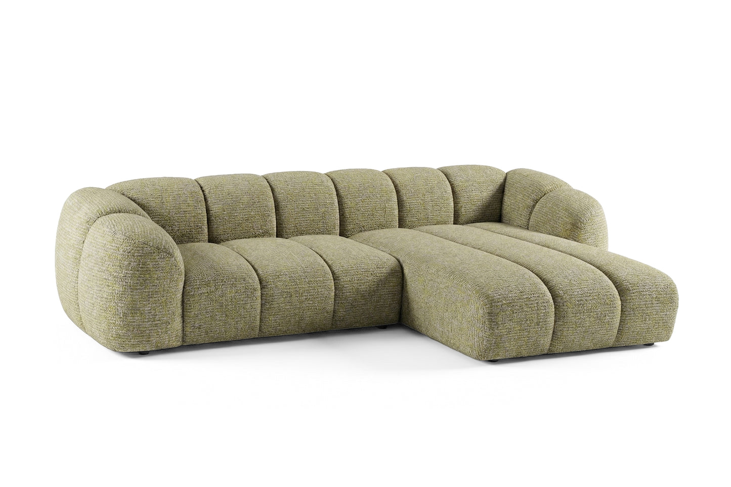 Mali Design Ecksofa 280x150 cm | L-Form Couch in Premium Puente-Strukturstoff |41 Senfgelb| Ottoman Rechts