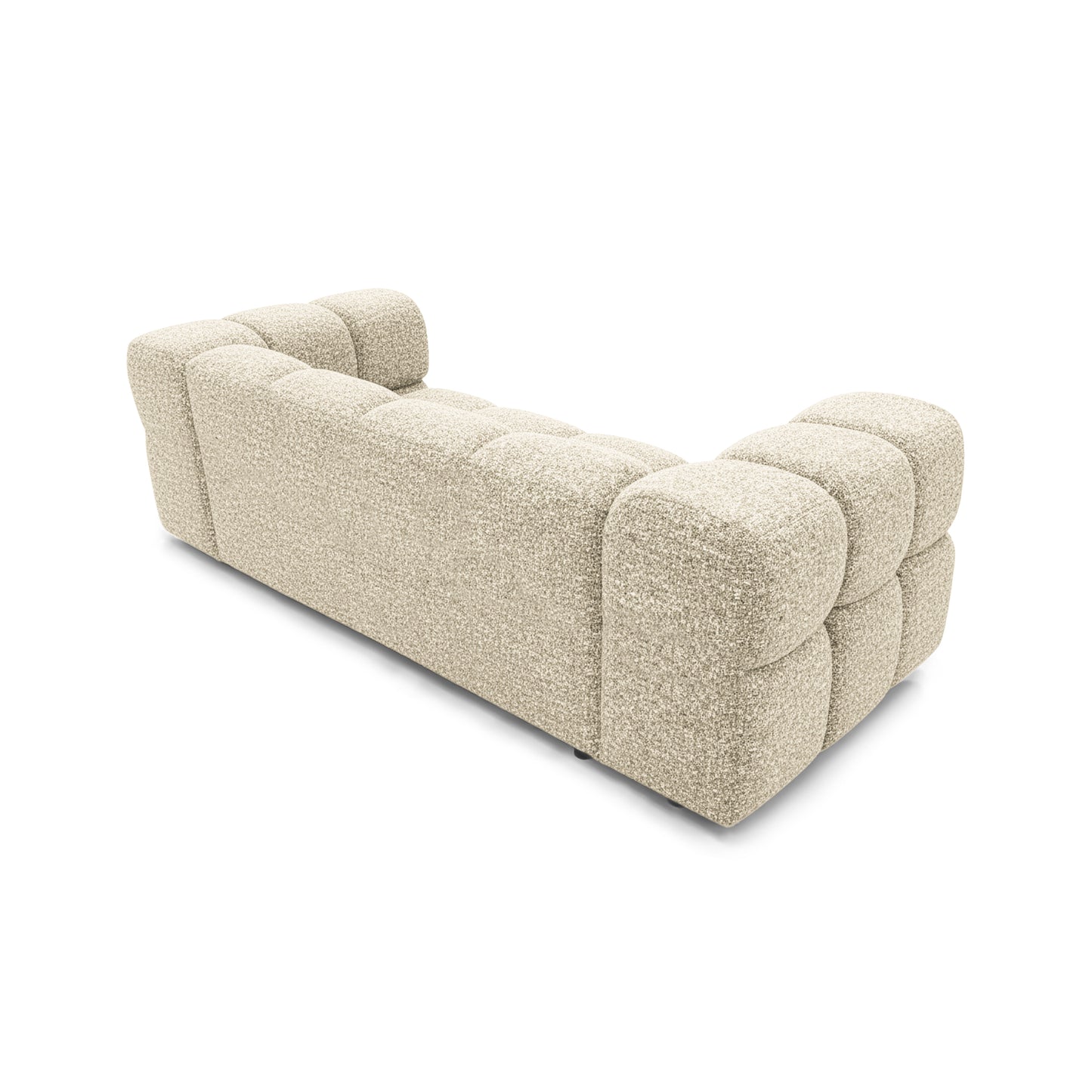 Design-Sofa 3-Sitzer TONDO PUENTE 03 – Strukturstoff in Bouclé-Optik – Wellenförmiges Design – Cremefarben