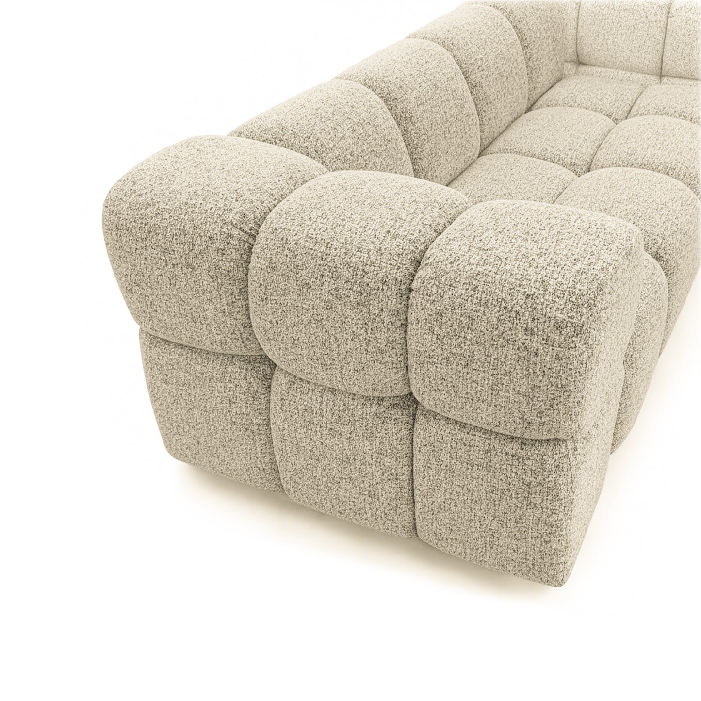 Design-Sofa 3-Sitzer TONDO PUENTE 03 – Strukturstoff in Bouclé-Optik – Wellenförmiges Design – Cremefarben