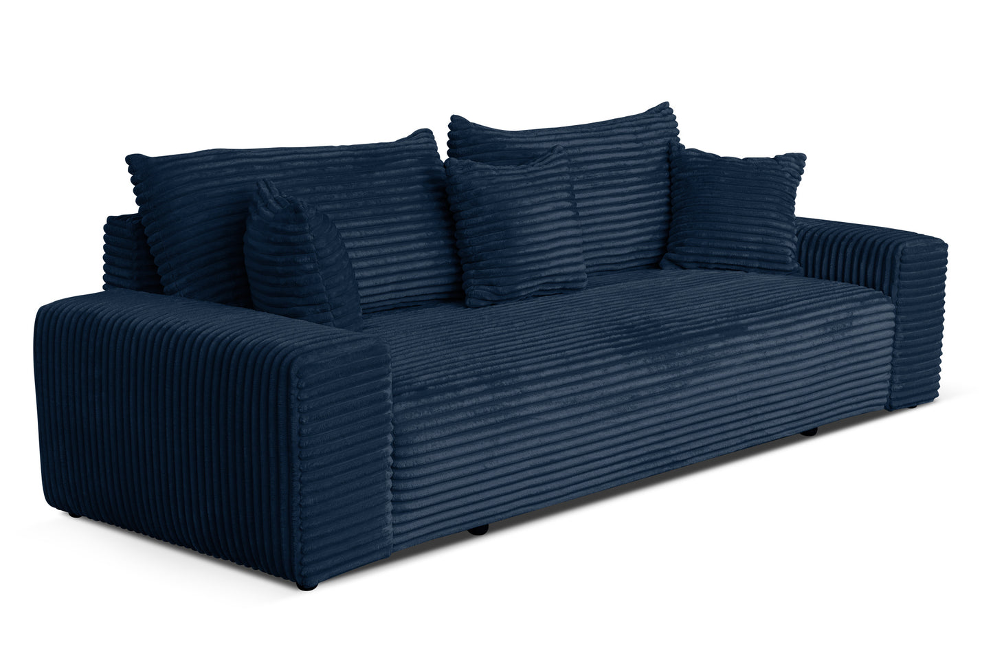 Sofa CORDO von Sofiland - Schlafsofa mit Bettkasten, Cord-Sofa 265x105 cm, Marineblau 77