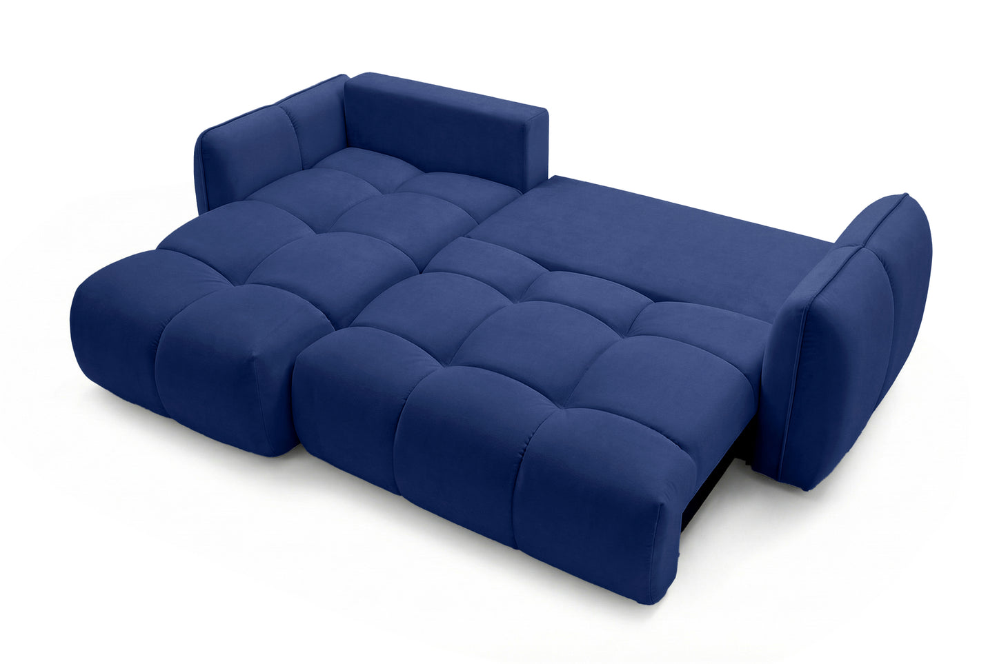 Ecksofa BELVEO mit Schlaffunktion und Bettkasten L-Form Ausrichtung Links Stoff Bluvel 86 Dunkelblau