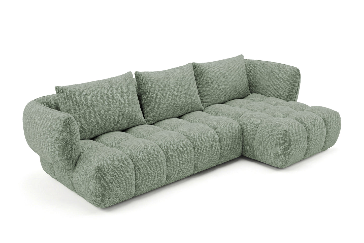 Lounge-Ecksofa SAVIO - Puente 33 Salbeigrün rechts - 250x168 cm - Designersofa HR