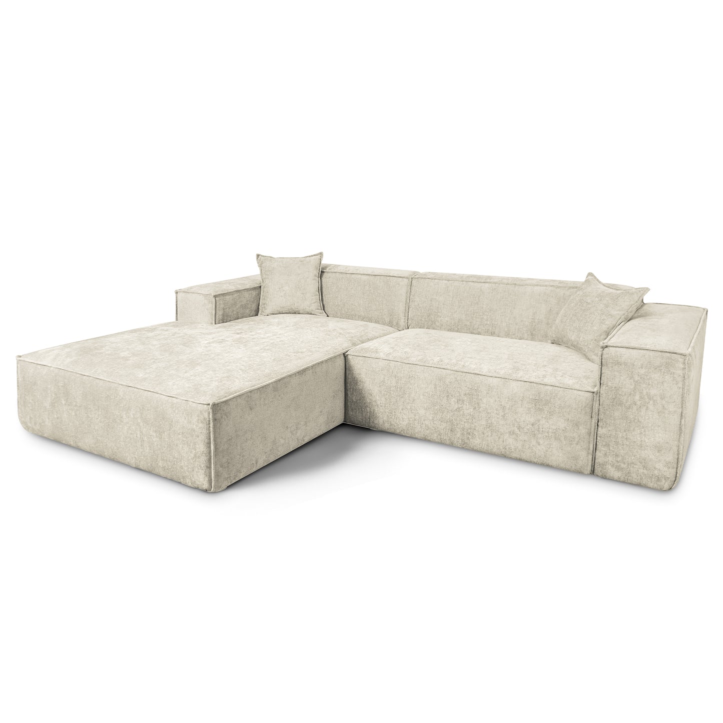 Design Ecksofa Como LC/RC 192x270 cm – Luxus Lounge L-Form Perfect Harmony 01 Beige– Strukturstoff Modern & Robust