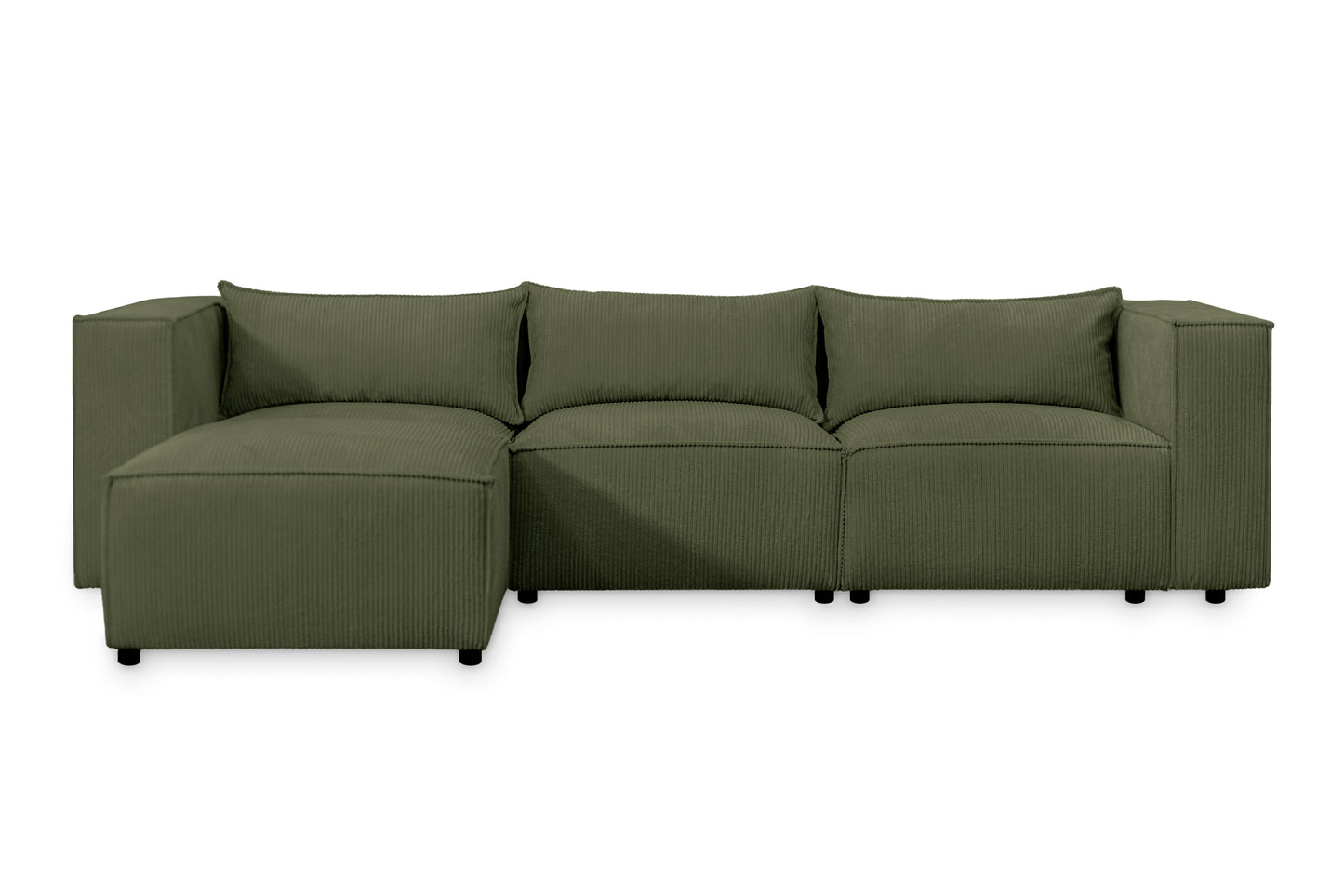 Ecksofa MODULO 290x185 cm Modulsofa Lincoln 37 Grün – Modernes Design mit weichem Breitcord-Stoff