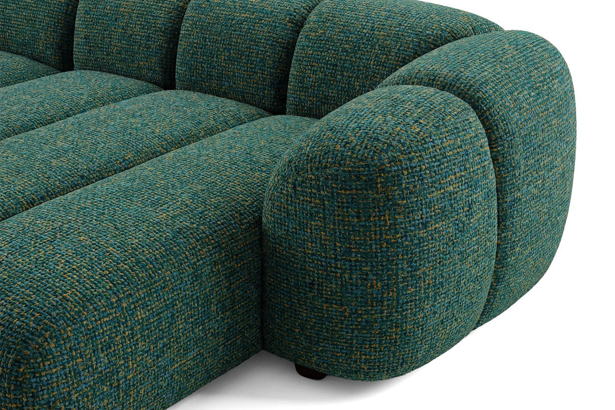 Mali Design Ecksofa 280x150 cm | L-Form Couch in Premium Puente-Strukturstoff |37 Dunkelgrün| Ottoman Rechts