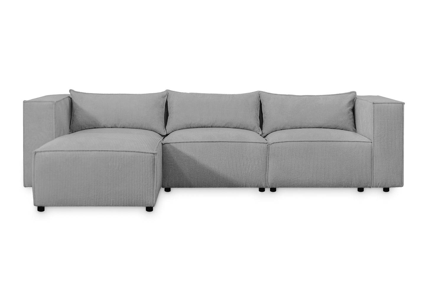 Ecksofa MODULO 290x185 cm Modulsofa Lincoln 86 Grau– Modernes Design mit weichem Breitcord-Stoff