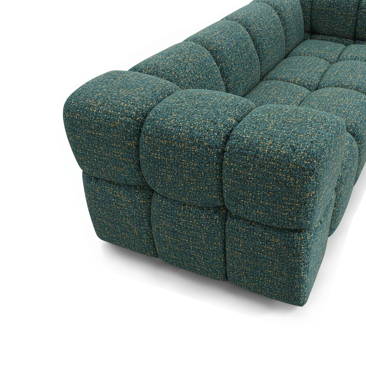 Design-Sofa 3-Sitzer TONDO PUENTE 37 – Strukturgewebe in Bouclé-Optik – gewelltes Design – Grün