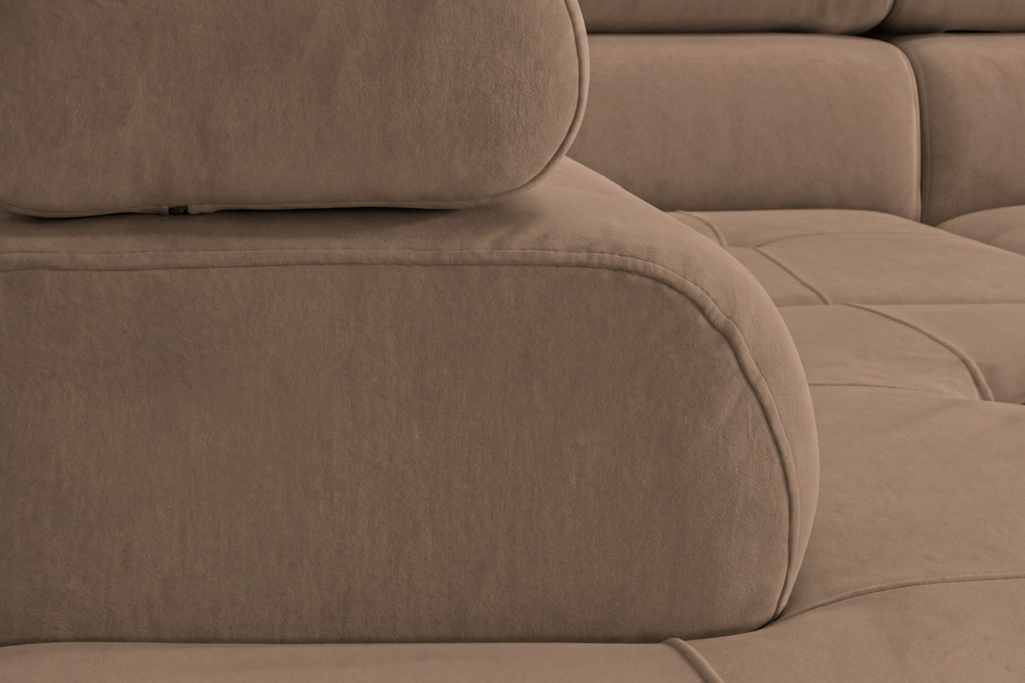 Ecksofa Luca L-Form Braun Stoff Element 05 Rechte Ottomane mit Schlaffunktion & Bettkasten
