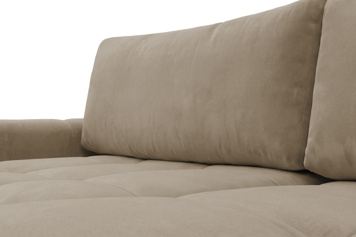 Ecksofa BELVEO mit Schlaffunktion und Bettkasten L-Form Ausrichtung Rechts Stoff Bluvel 28 Dunkelbeige