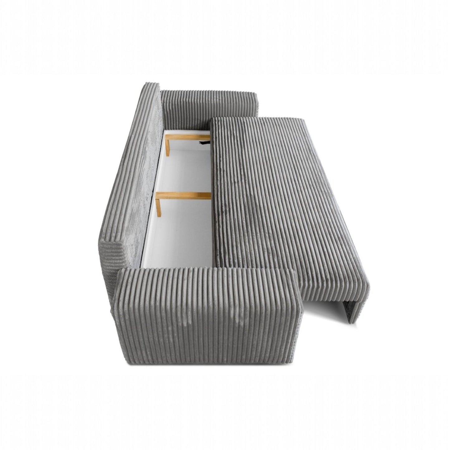 3-Sitzer-Schlafsofa 265 × 105 cm hellgrau mit Stauraum, Stoff: hellgrauer Cord – Cordo