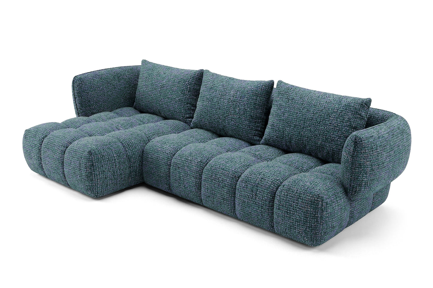 Lounge-Ecksofa SAVIO - Puente 39 Petrolblau links - 250x168 cm - Design Sofa HR