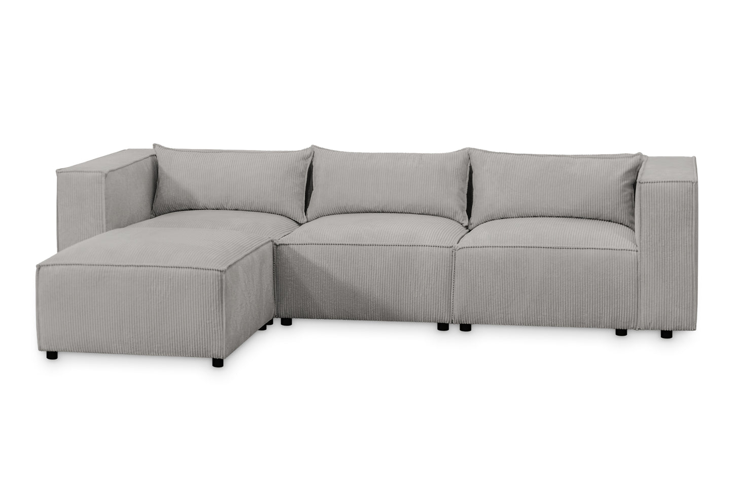 Ecksofa MODULO 290x185 cm Modulsofa Lincoln 86 Grau– Modernes Design mit weichem Breitcord-Stoff