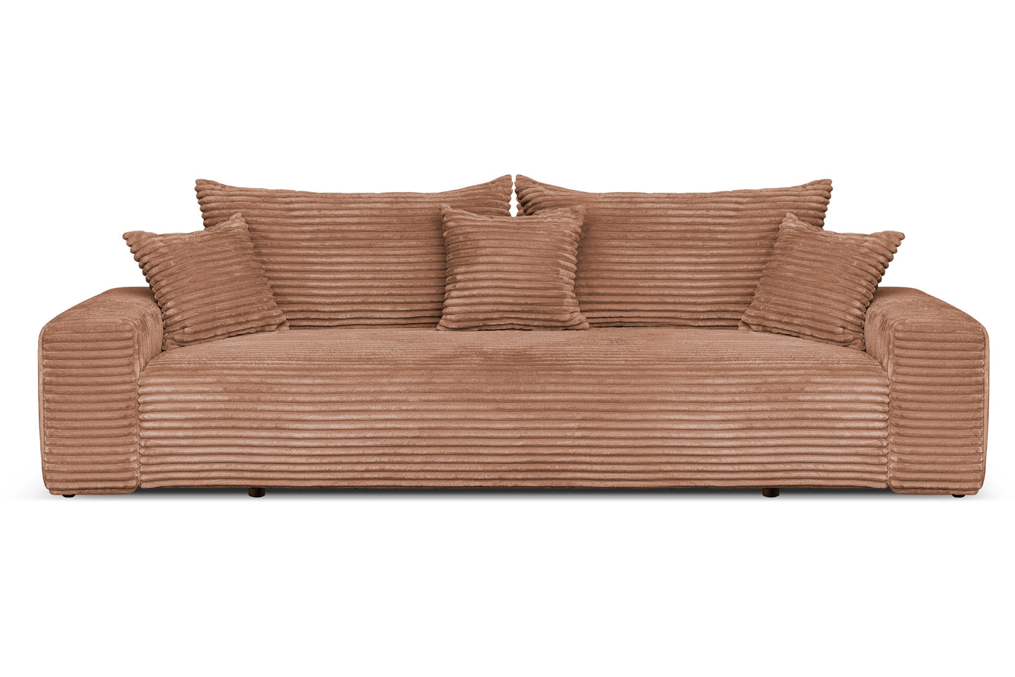 Sofa CORDO von Sofiland – Schlafsofa mit Bettkasten, Cord-Sofa 265x105 cm, Hellbraun 56