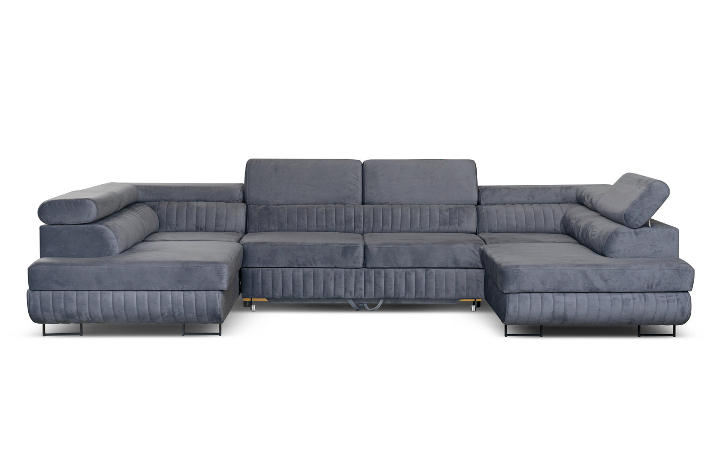 U-Form Schlafsofa Magnum Dunkelgrau  345x202 cm – Flexibles Design ohne feste Seite