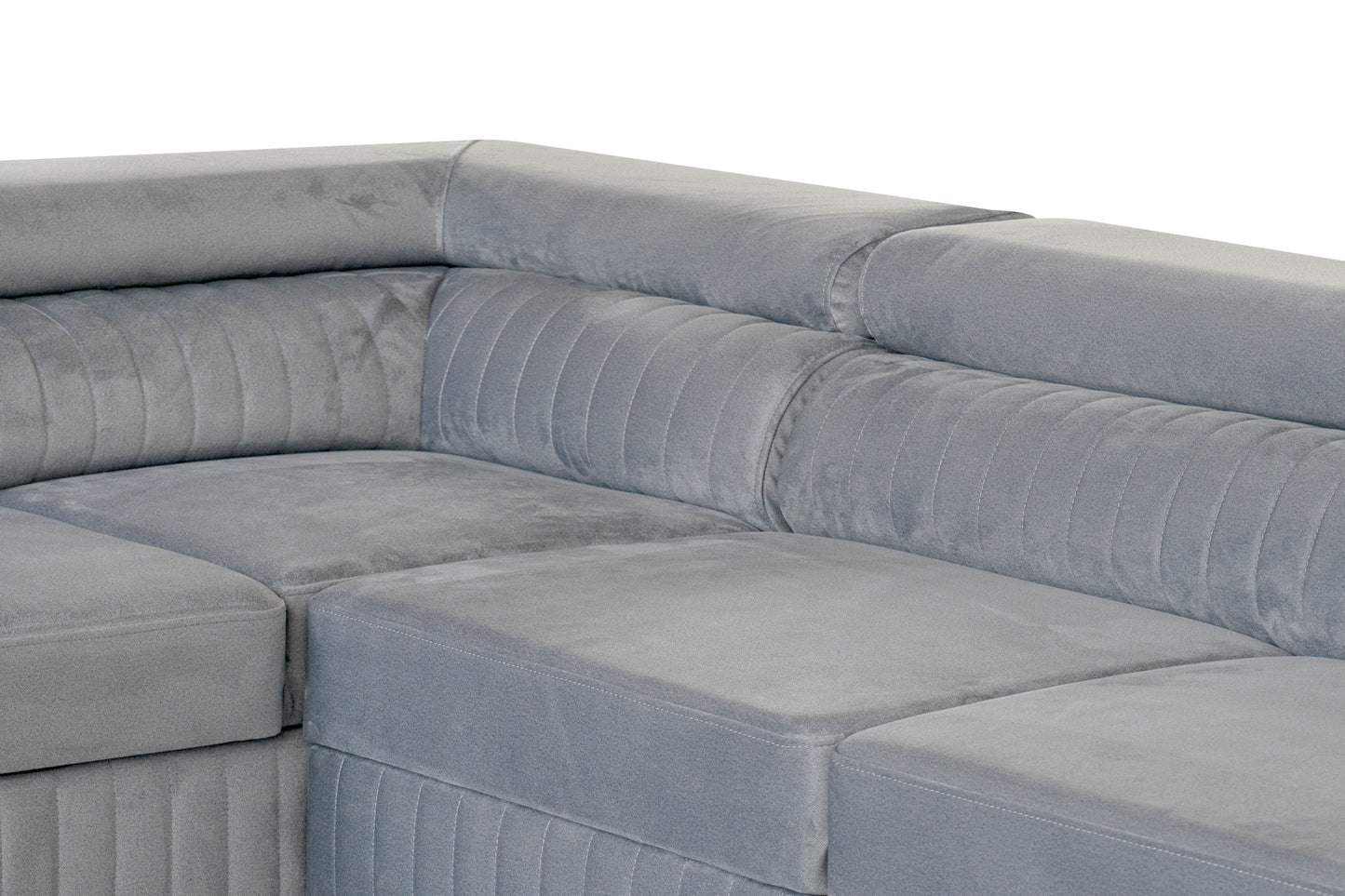 U-Form Schlafsofa Magnum Hellgrau 345x202 cm – Flexibles Design ohne feste Seite