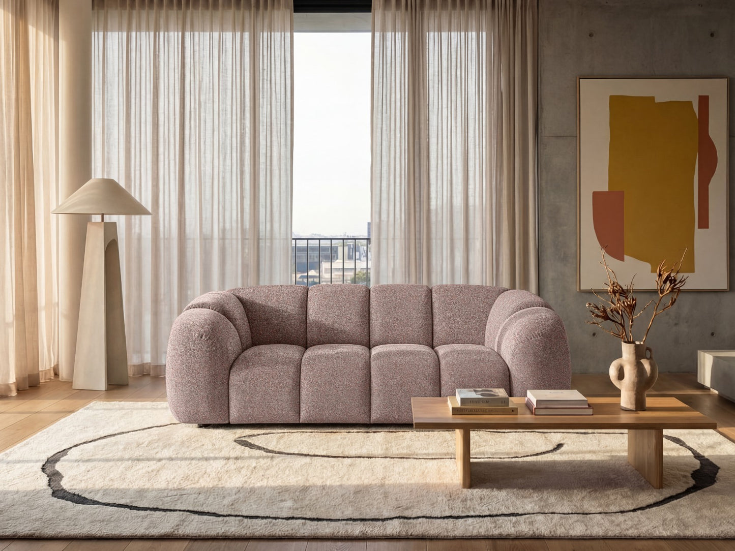 Design Sofa MALI 3-Sitzer Stoff Puente 68 Altrosa – Cloud Design 240cm