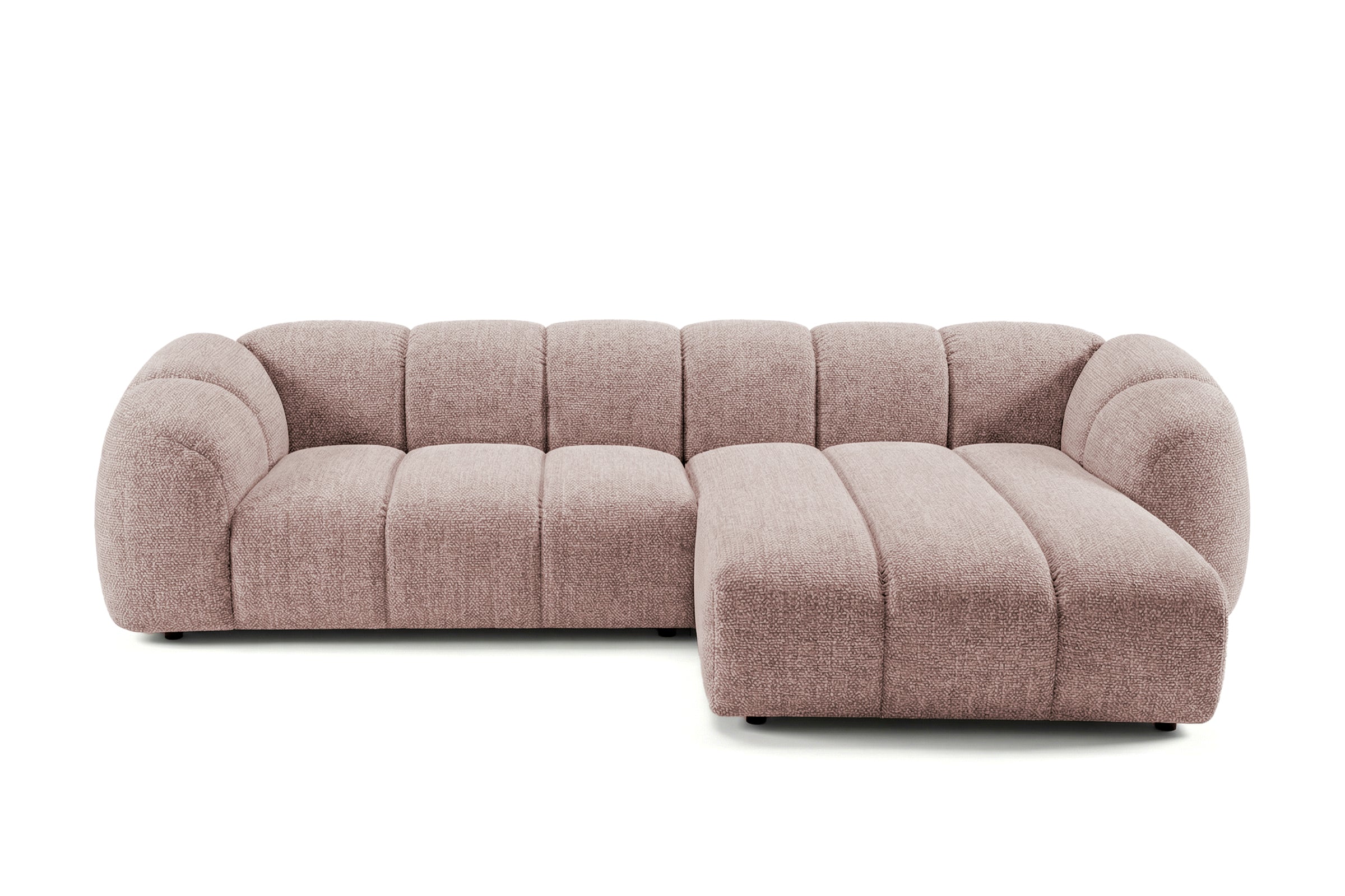 Mali Design Ecksofa 280x150 cm | L-förmige Couch in hochwertigem Puente-Strukturstoff |68 Altrosa| Ottomane Rechts