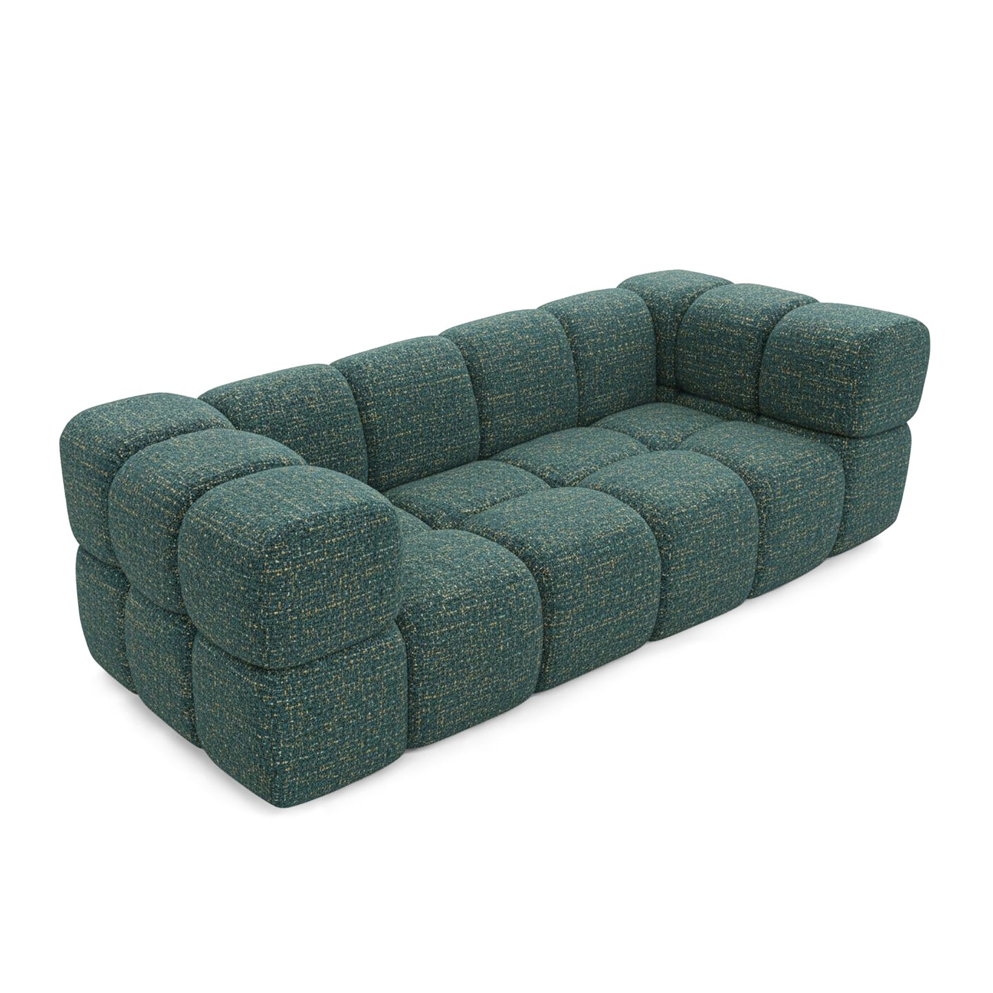 Design-Sofa 3-Sitzer TONDO PUENTE 37 – Strukturgewebe in Bouclé-Optik – gewelltes Design – Grün