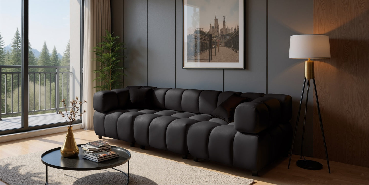 Tondo 4S Design Sofa Modulare Bubble Couch 4-Sitzer Samt Bluvel 19 Schwarz