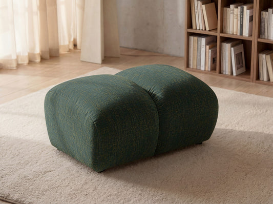 Lounge-Hocker SAVIO – Stoff Puente 37 Dunkelgrün – 90x70 cm – Designer-Sitzpouf mit Premium-HR-Komfort