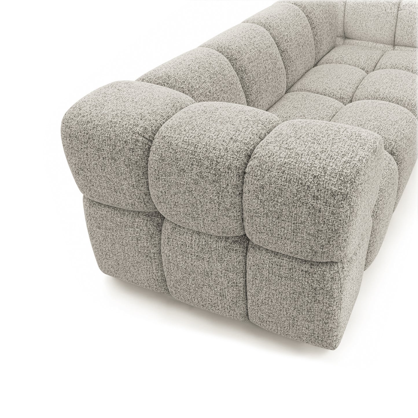Designer-Sofa 3-Sitzer TONDO PUENTE 09 – Strukturstoff in Bouclé-Optik – Wellenförmiges Design – Hellgrau