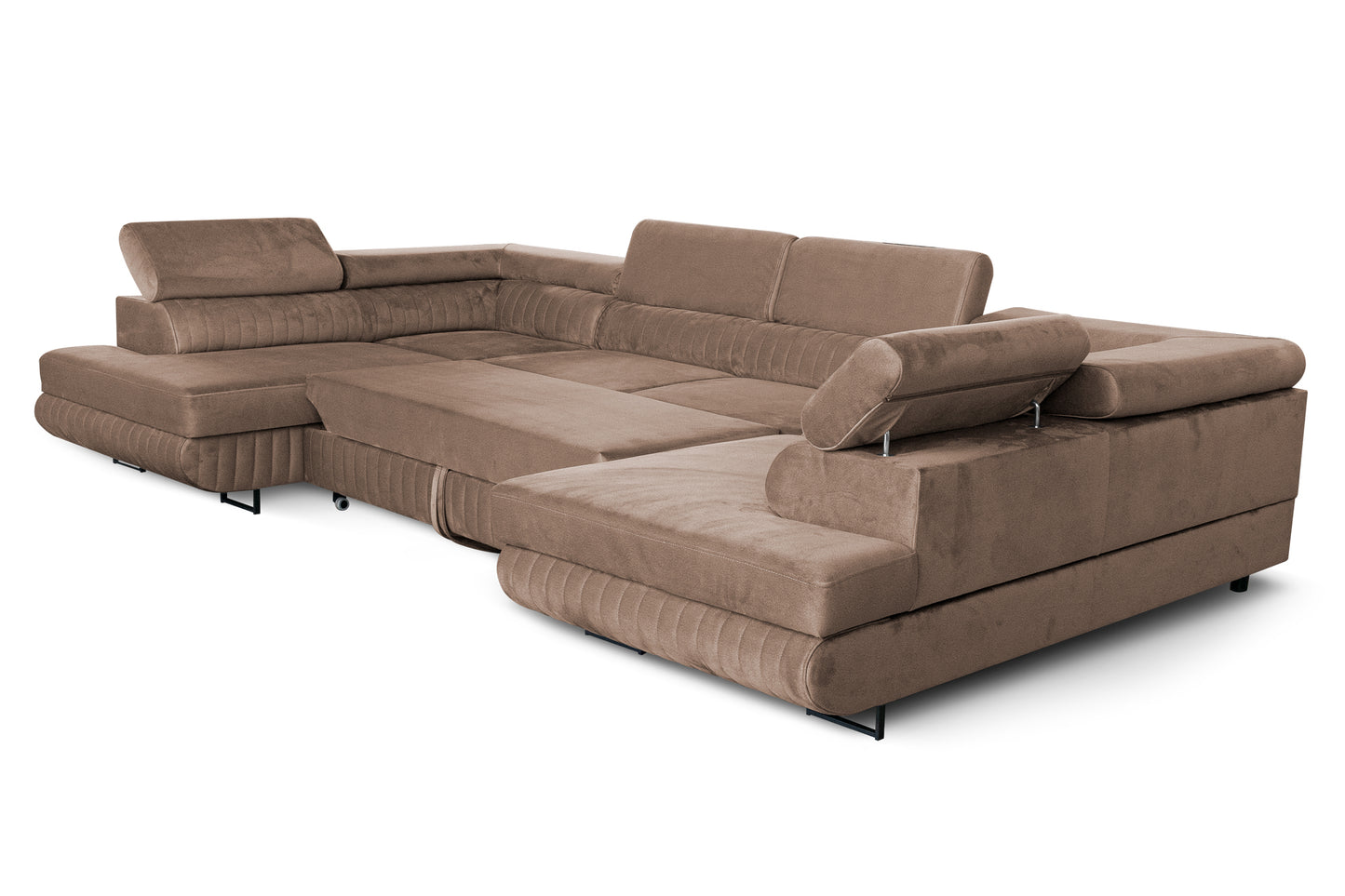 U-Form Schlafsofa Magnum Braun 345x202 cm – Flexibles Design ohne feste Seite