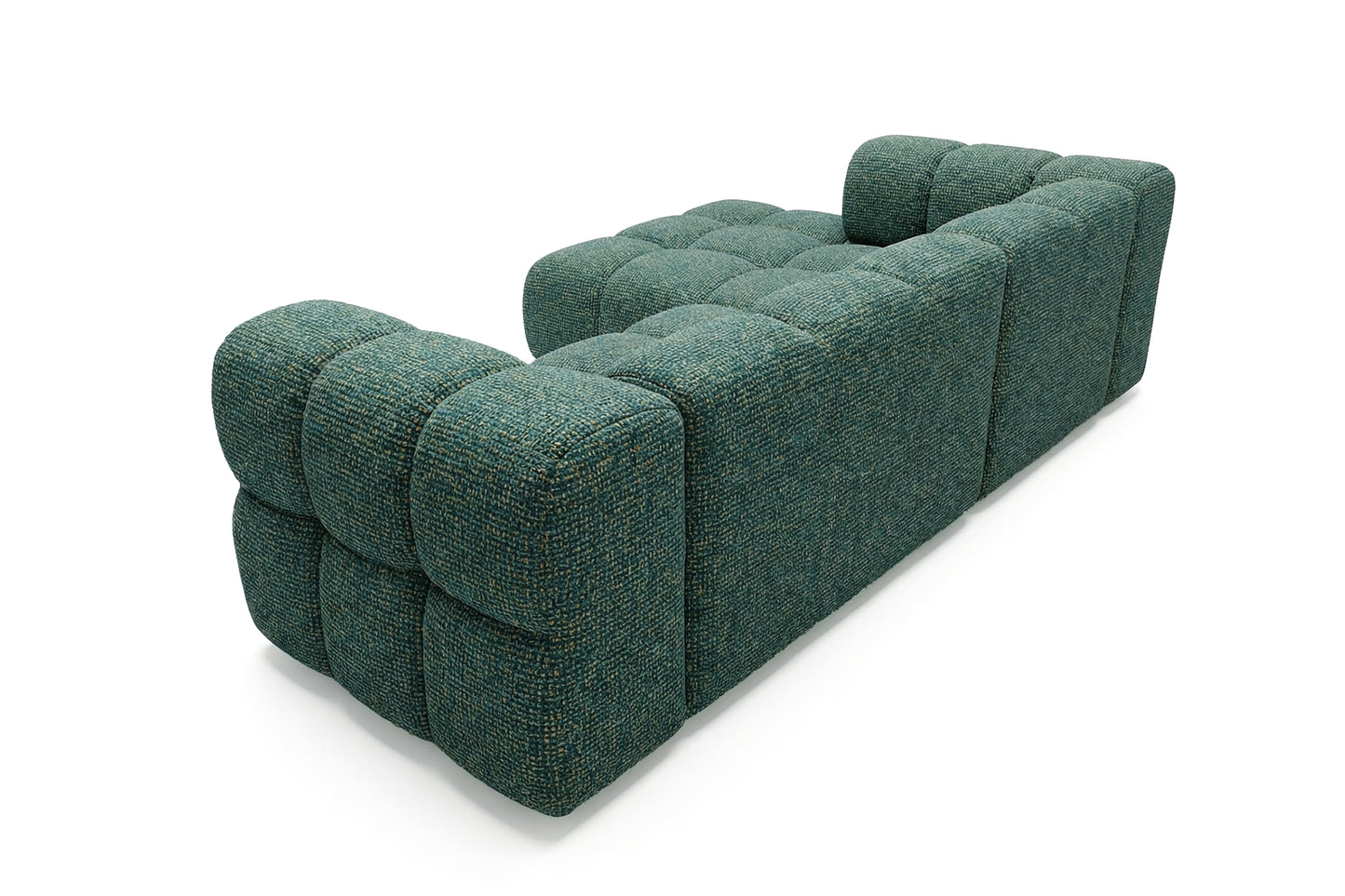 Ecksofa AVERRO 280x150 cm Puente 37 Dunkelgrün Ottomane Links – Modernes Bubble-Sofa mit weichem Chenille-Strukturstoff