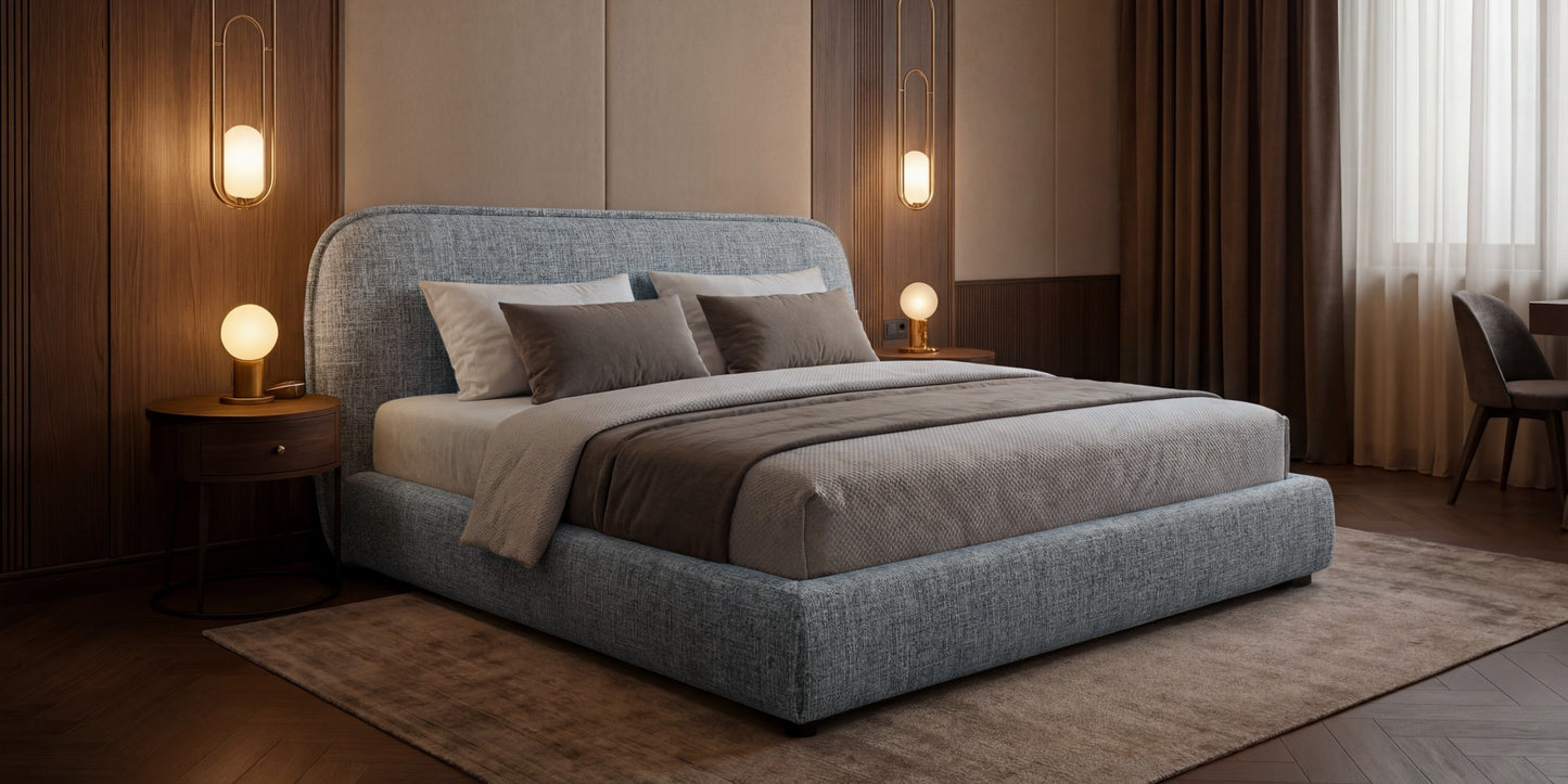 Polsterbett NORDICA 180x200 cm Tracy 10 Dunkelgrau Multicolor – Modernes Design-Bett mit abgerundetem Kopfteil & Lattenrost