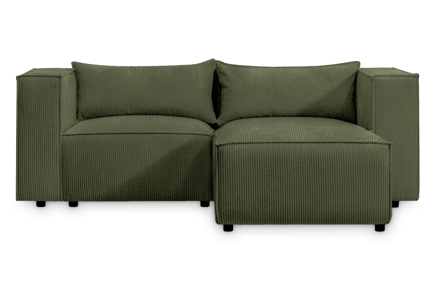 Ecksofa MODULO 210x185 cm Modulsofa Lincoln 37 Grün – Kompaktes Design mit weichem Breitcordstoff