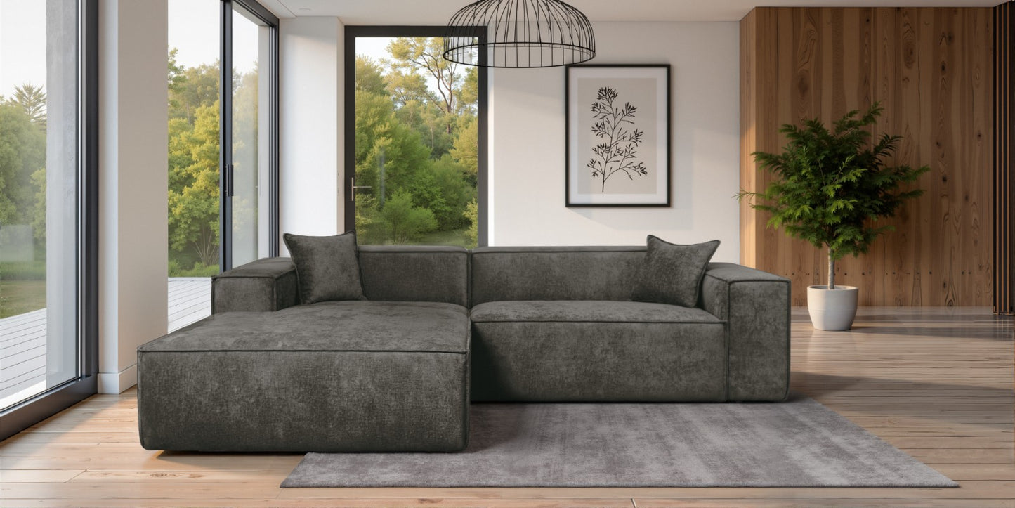 Design Ecksofa Como LC/RC 192x270 cm – Luxus Lounge L-Form Perfect Harmony 99 Graphit – Strukturstoff Modern & Robust