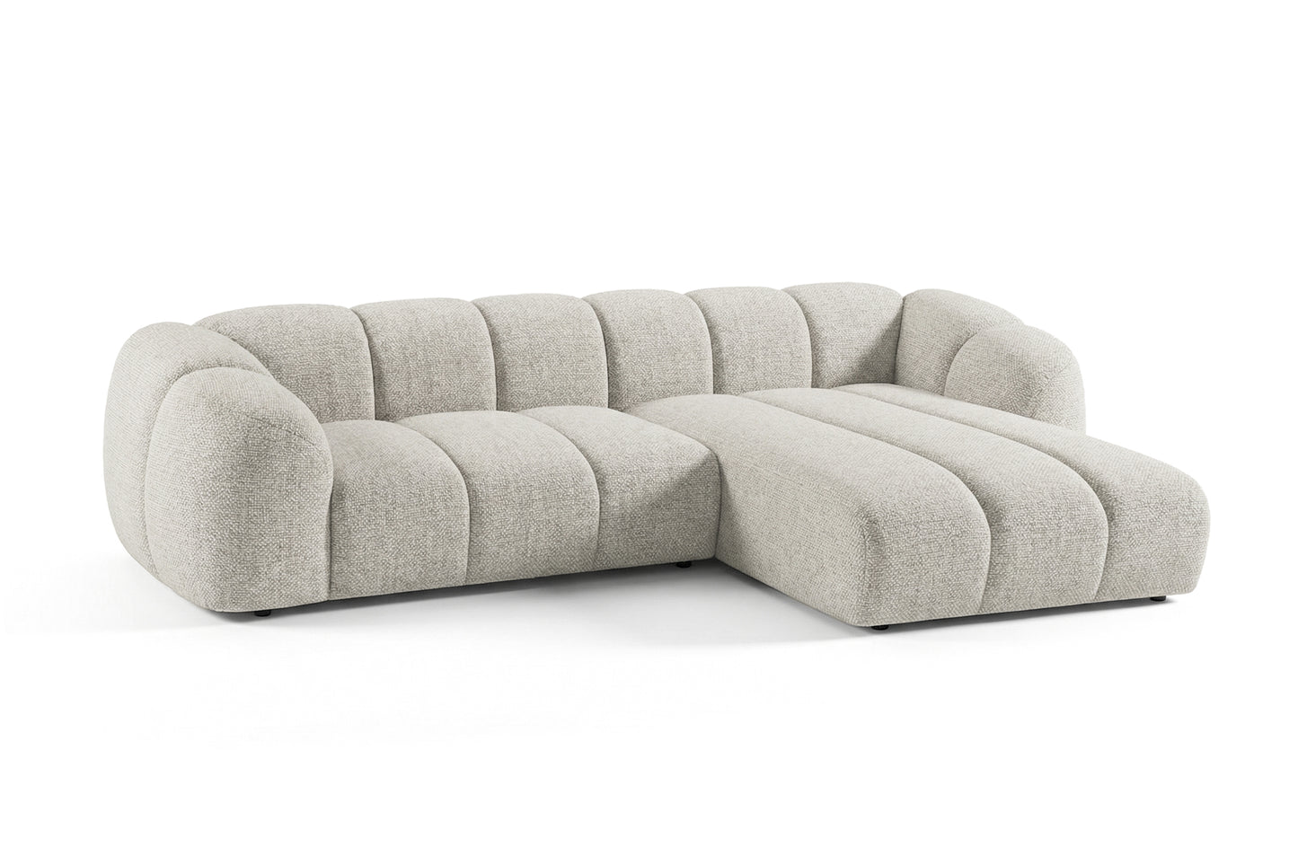 Mali Design Ecksofa 280x150 cm | L-Form Couch in Premium Puente-Strukturstoff |09 Beigegrau Ottoman Rechts