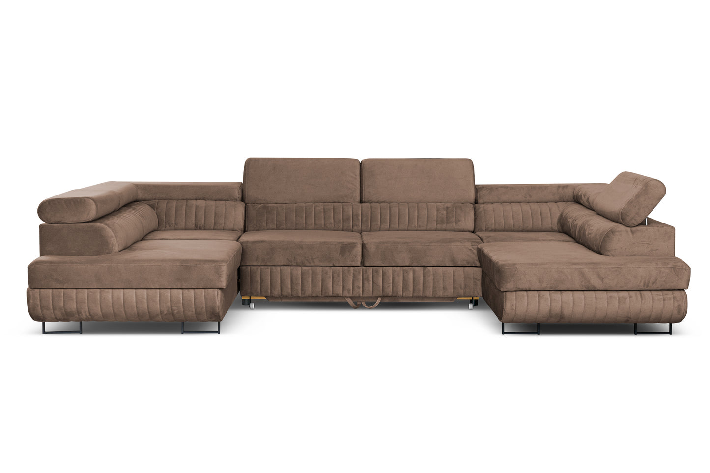 U-Form Schlafsofa Magnum Braun 345x202 cm – Flexibles Design ohne feste Seite