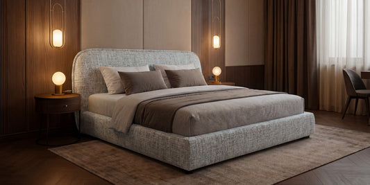 Polsterbett NORDICA 140x200 cm Tracy 12 Silbergrau– Modernes Design-Bett mit abgerundetem Kopfteil & Lattenrost
