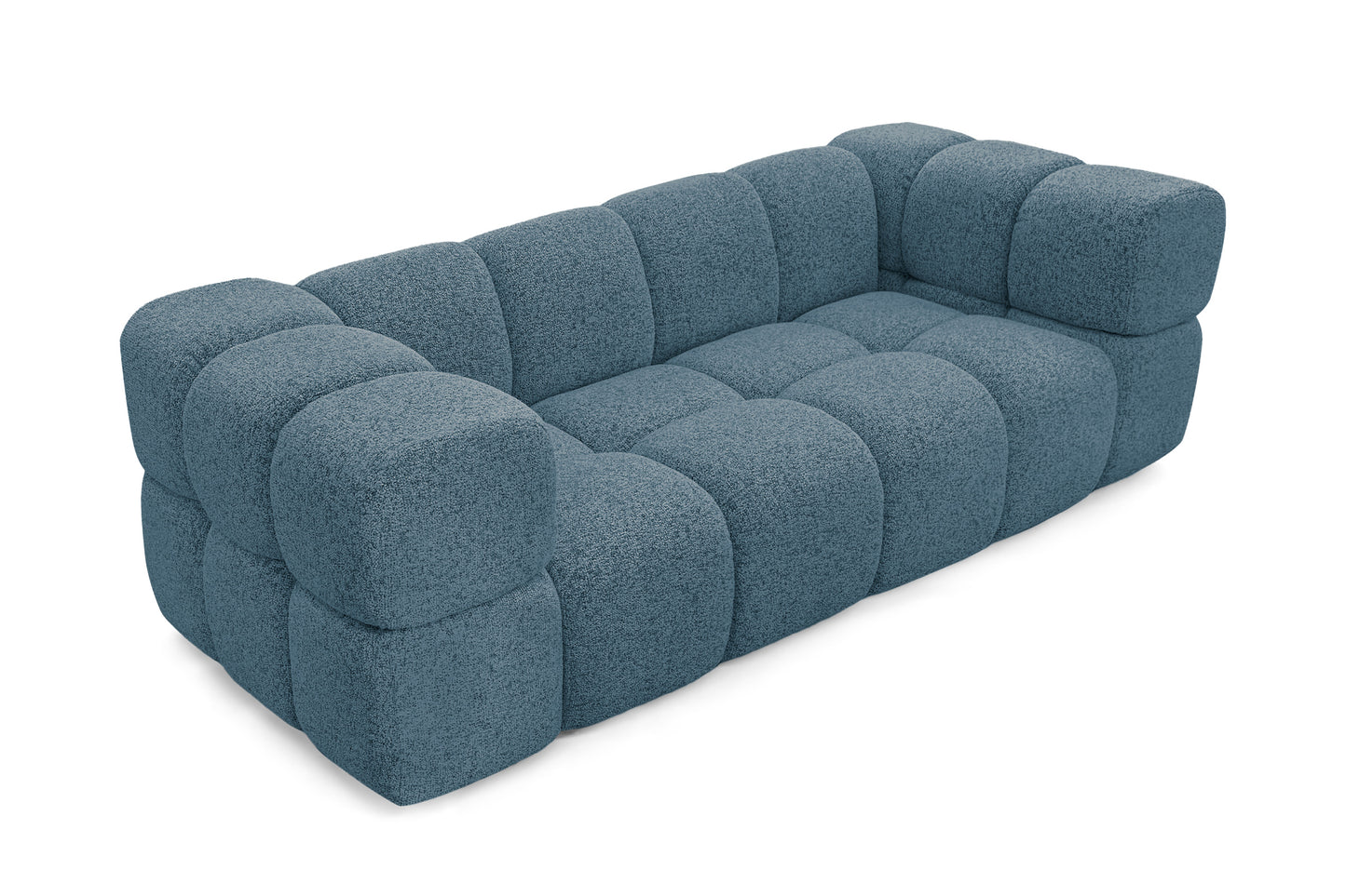 Design 3-Sitzer Sofa AVERRO 240 cm – Puente Petrolblau 39 – Strukturstoff Premium – HR-Schaum