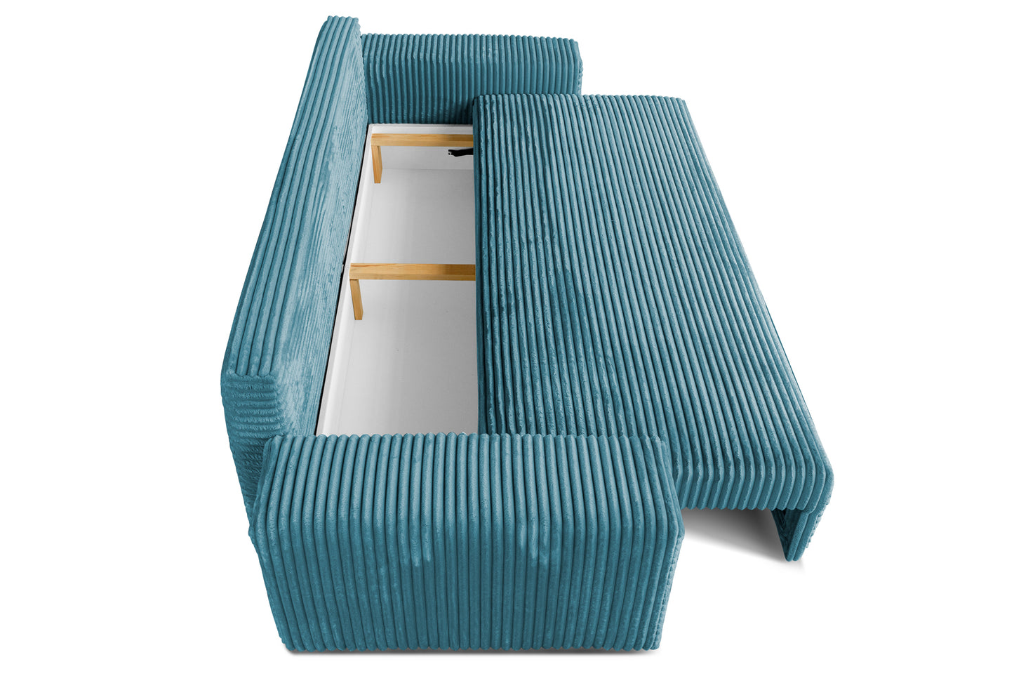 Sofa CORDO by Sofiland - Schlafsofa mit Bettkasten, Cord-Sofa 265x105 cm, Blau 75