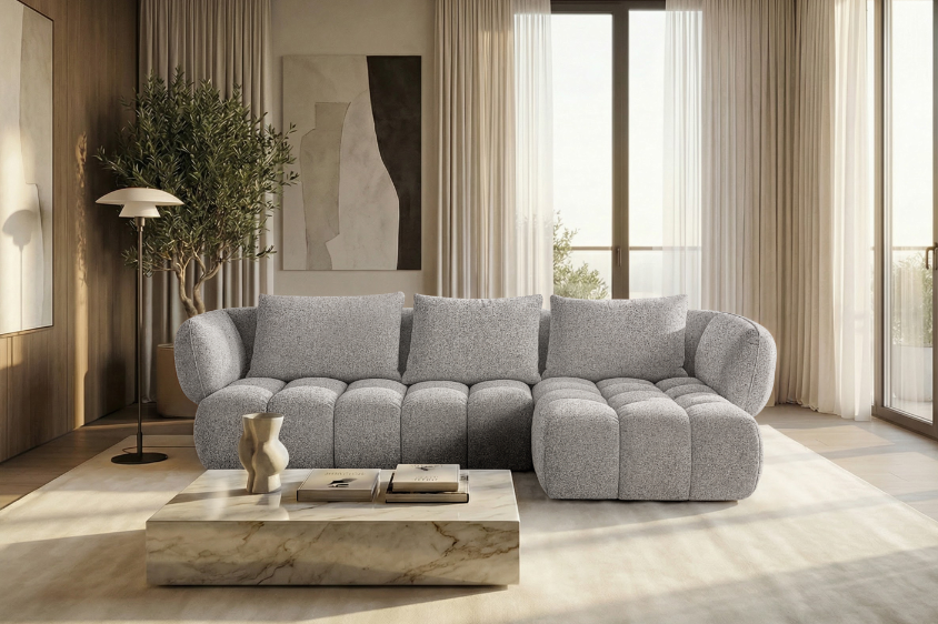 Lounge Ecksofa SAVIO - Puente 06 Hellgrau rechts - 250x168 cm - Design Sofa HR