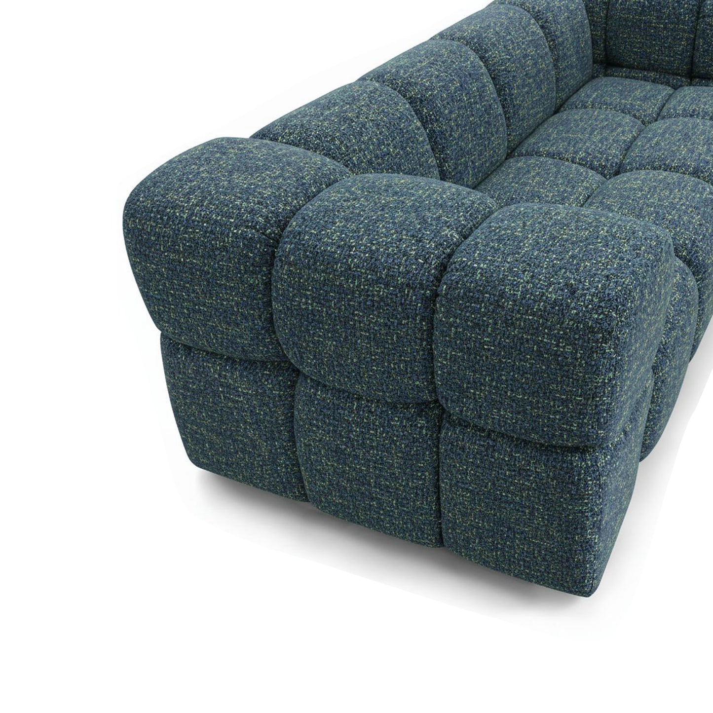 Design-Sofa 3-Sitzer TONDO PUENTE 39 – Strukturstoff in Bouclé-Optik – Wellenförmiges Design – Dunkelblau