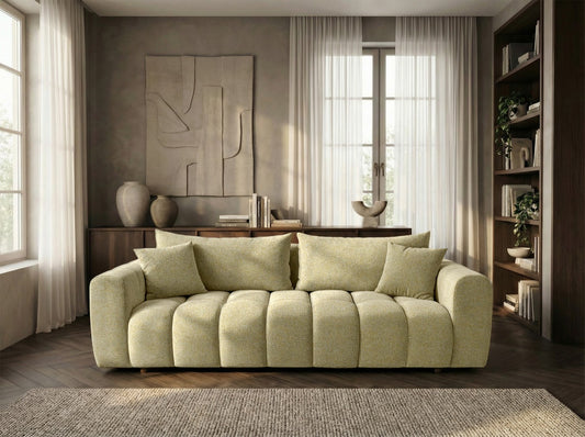 Schlafsofa COSMO  240cm HR-Schaum – Strukturstoff Puente 41Senfgelb