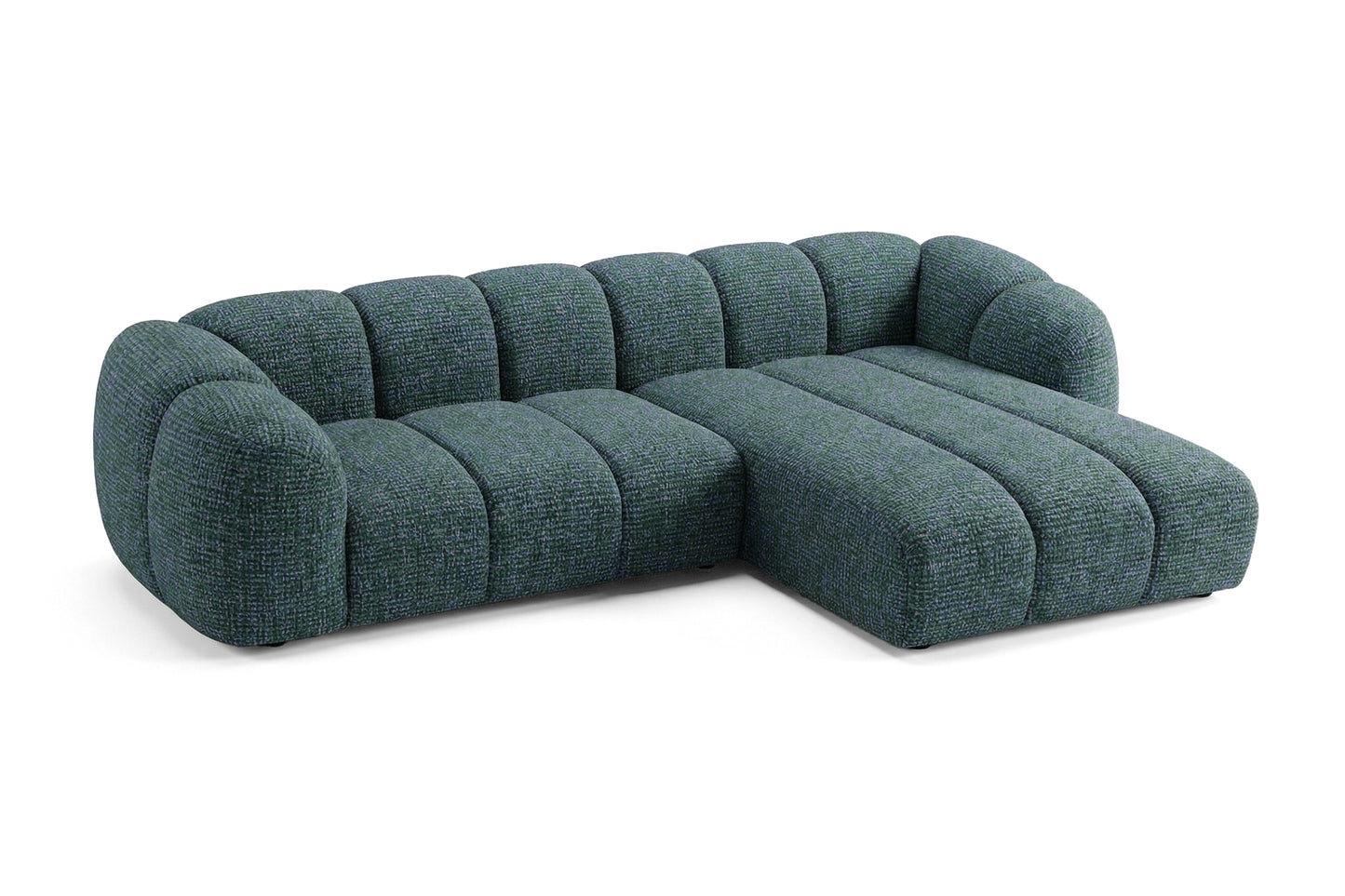 Mali Design Ecksofa 280x150 cm | L-Form Couch in Premium Puente-Strukturstoff |39 Petrolblau| Ottoman Rechts
