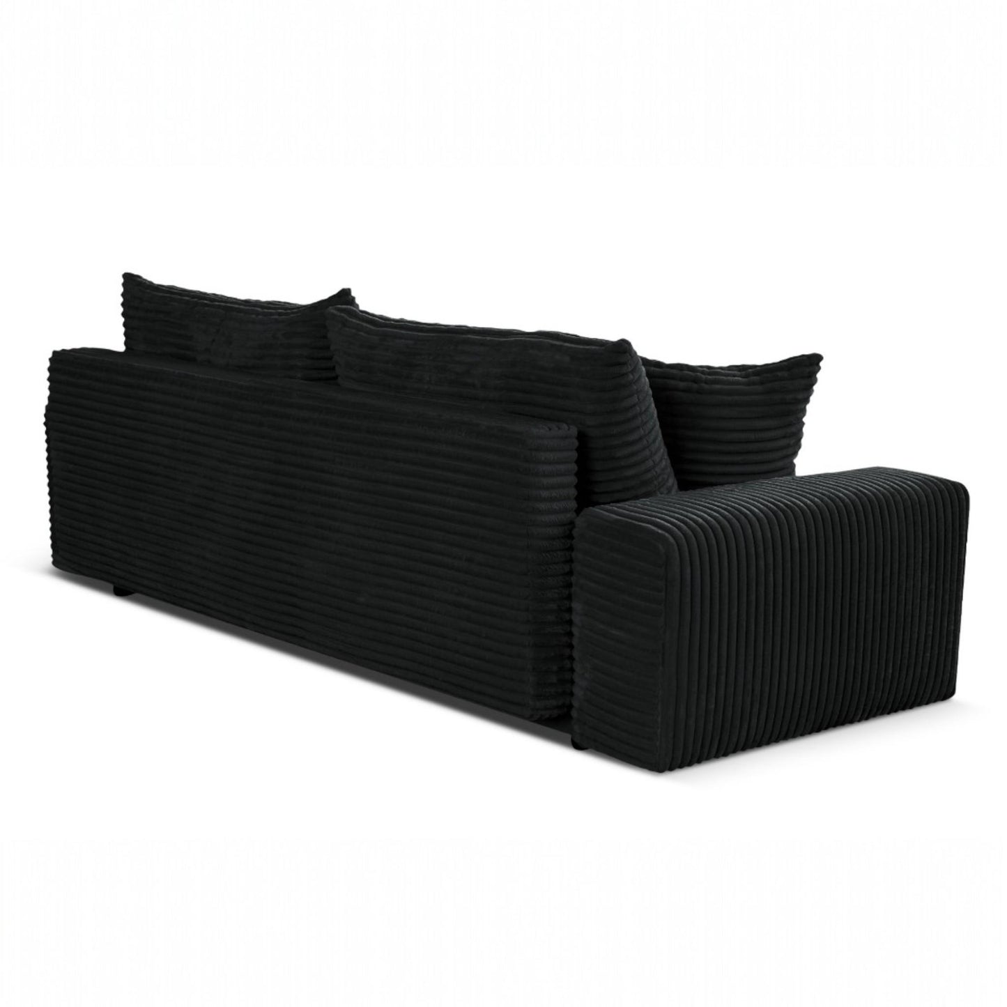 Sofa CORDO von Sofiland - Schlafsofa mit Bettkasten, Cord-Sofa 265x105 cm, Schwarz