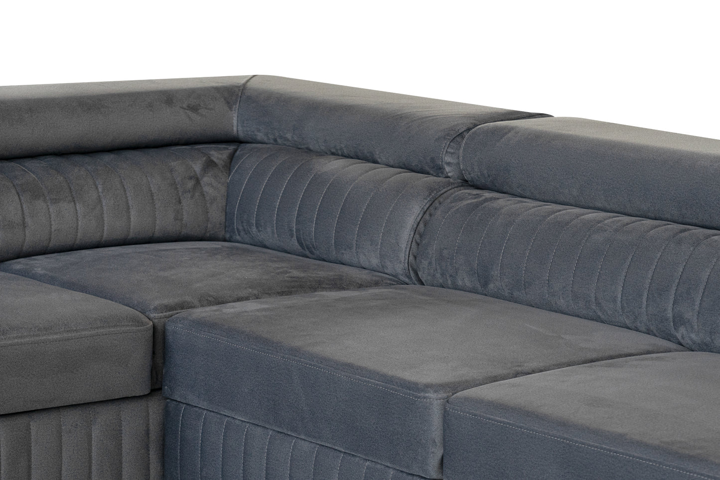 U-Form Schlafsofa Magnum Dunkelgrau  345x202 cm – Flexibles Design ohne feste Seite