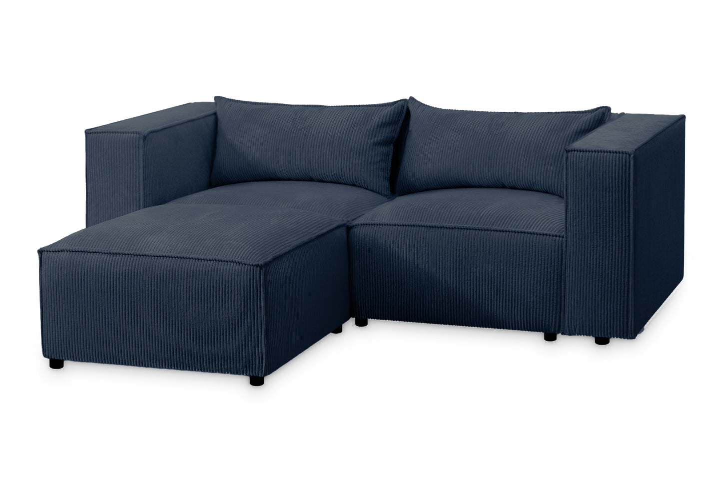 Ecksofa MODULO 210x185 cm Modulsofa Lincoln 77 Blau– Kompaktes Design mit weichem Breitcord-Stoff